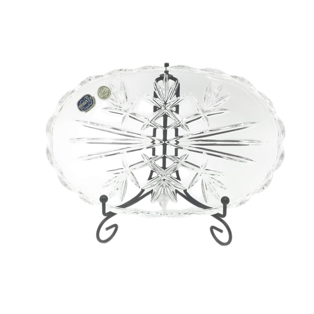 Decorative‎ Bohemia Crystal Oval VanityTray Dish Made In Czech Republic